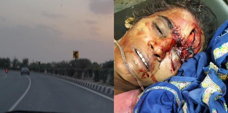 हाईवे पार कर रही तीन महिलाओं को अज्ञात वाहन ने कुचल, एक की मौत
