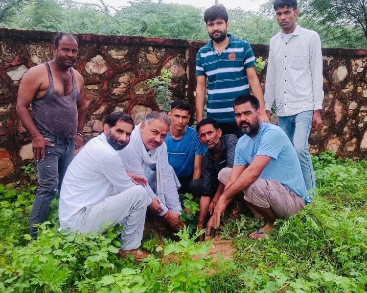 बालाजी मंदिर बाणगंगा नदी और श्मशान घाट में किया पौधारोपण
