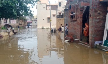 पानी कि निकासी कम होने के कारण ज्यादा बारिश में जन जीवन अस्त व्यस्त नदी के तेज बहाव से कस्बो में भरा पानी