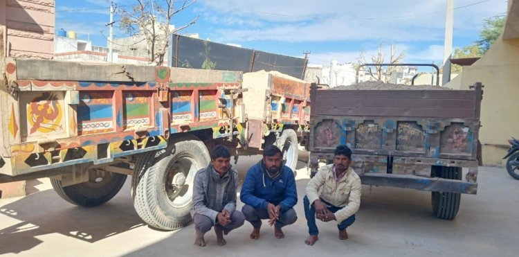 अवैध बजरी खनन माफियाओं के विरूद्ध  पुलिस कार्यवाही 