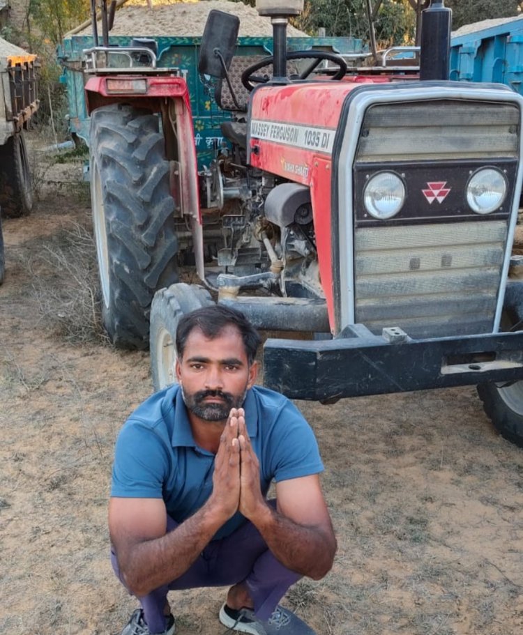 अवैध बजरी से भरी ट्रेक्टर मय ट्रोली को जब्त