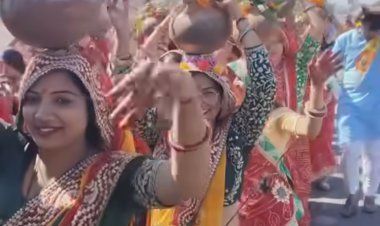 भंडाना में प्रतिमाओं का प्राण प्रतिष्ठा को लेकर निकाली कलश यात्रा