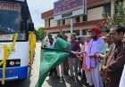 हरी झंडी दिखाकर बसों का शुभारम्भ किया