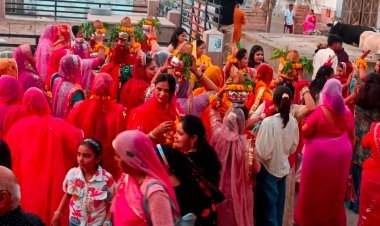 राधा कृष्ण प्रतिमाओ प्राण प्रतिष्ठा उत्सव पर निकली जलयात्रा