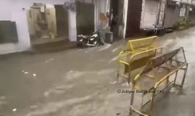 बारिश से भीतरी शहर में पानी का बहाव  हुआ तेज एक घंटे बारिश