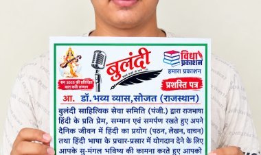 सोजत के डॉक्टर भव्य व्यास  को मिला  हिंदी हितैषी सम्मान